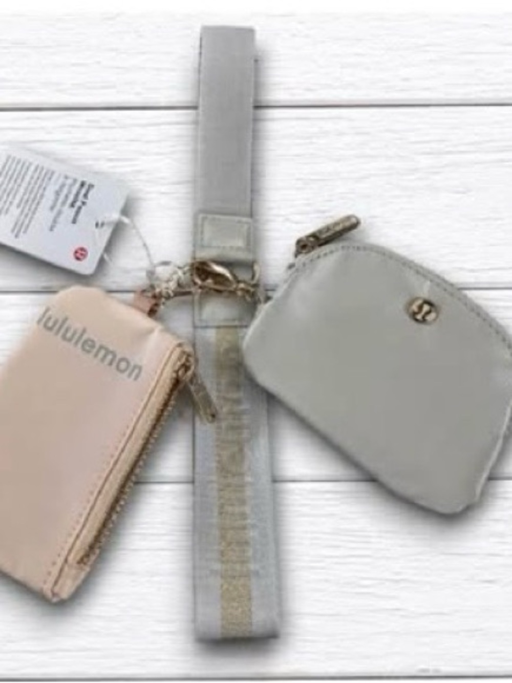 Lululemon Wristlet Keychain – Light Pink/Gray– New